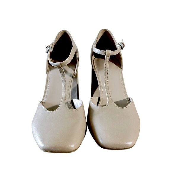 Marc Fisher Cyrene Women Taupe Leather T-Strap Mary Jane Pumps 10 NWOB - Picture 1 of 8
